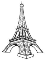 Black and white graphic illustration of the eiffel tower in paris france vector
