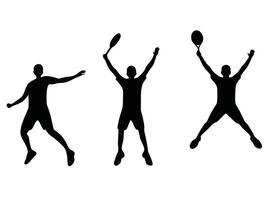 Tennis player silhouettes set in action poses on a white background vector