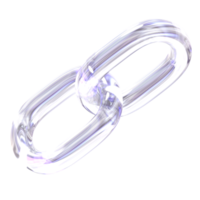 3d Rendering Purple Link Element with glossy, reflective surface. Dispersed glass. Holographic object in Y2K style. Decorative element for social media png