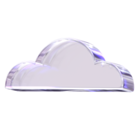 3d Rendering Purple Cloud Element with glossy, reflective surface. Dispersed glass. Holographic object in Y2K style. Decorative element for social media png