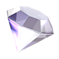 3d Rendering Purple Diamond Element with glossy, reflective surface. Dispersed glass. Holographic Brilliant object in Y2K style. Decorative element for social media png