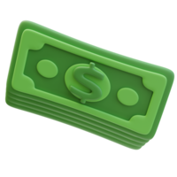 3D Rendering Green Money Banknote Stack Bundle Dollar Sign. Money Finance Concept. 3D Illustration Design png