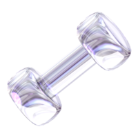 3d Rendering Purple Dumbbell Element with glossy, reflective surface. Dispersed glass. Holographic object in Y2K style. Decorative element for social media png