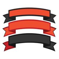 graphic featuring set of three decorative ribbons in orange and black colors vector