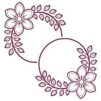 Floral circle frame design with elegant flower and leaf elements vector