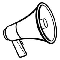 Outlined loudspeaker black and white illustration for announcement and communication concepts vector