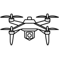 Minimalist line art depiction of a drone with camera device technology vector