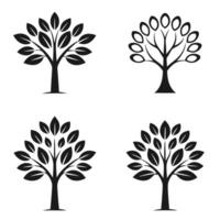 Silhouette tree set different stylized trees for landscape design elements vector