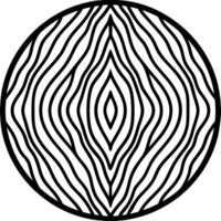 Abstract circular design with a symmetrical pattern of black curved lines within a circle vector