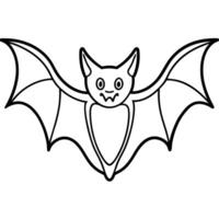 Simple cute bat outline illustration for halloween coloring and design projects vector