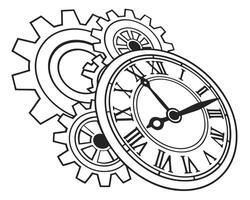 illustration of an antique clock design with cogwheels representing time management concepts vector