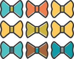 Collection of colorful cartoon bow ties in different shades and variations against a white background vector