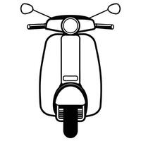 Minimalist black and white scooter illustration classic retro style front view vector