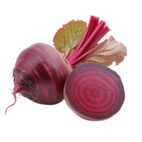 Beetroot fresh red beet with leaves and a half isolated on transparent background png