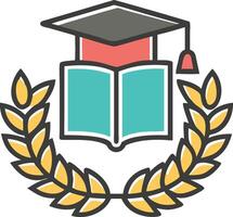 Academic emblem featuring graduation cap open book and laurel wreath perfect for educational design vector