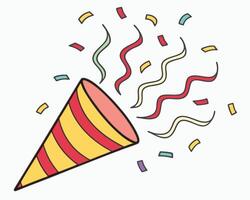 Stripped party popper exploding with confetti streamers for celebrations and special occasions vector