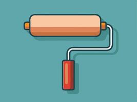 Simple illustration of a paint roller with an orange and red design on a blue background vector