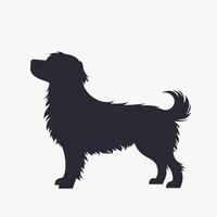 Elegant silhouette of a long haired dog standing in profile view vector
