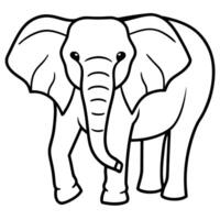 Front facing elephant line art illustration isolated on white background vector