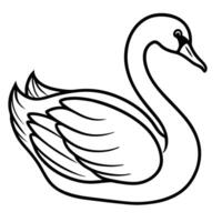 Elegant swan outline illustration isolated on white background minimalist bird design vector