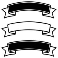 Ribbon banner set blank scroll labels decorative graphic elements vector