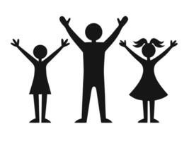 Simple silhouette of a family with raised arms symbolizing joy togetherness and celebration together vector