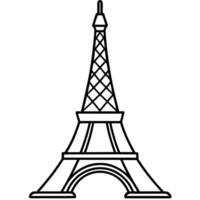 Eiffel tower outline icon illustration european travel destination landmark symbol vector
