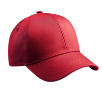 Red Baseball Cap with Button Detail Isolated on Transparent Background png