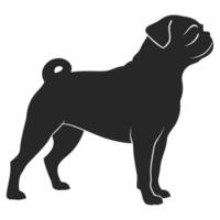 Standing pug dog silhouette illustration isolated on white background image vector