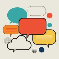 Colorful speech bubbles and circles with modern design elements illustration vector