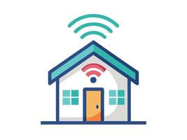 Smart home concept featuring a house with integrated wireless internet connection symbol vector