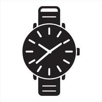 Analog wristwatch, ideal luxury brand silhouette on white background vector