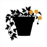 a flower pot with flowers and vines on a white background vector