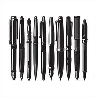 a set of different pens and pencils on a white background vector