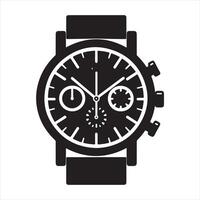 black and white watch icon on a white background vector