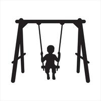 silhouette of a child on a swing vector
