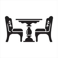 two chairs and table icon on white background vector