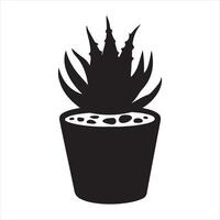 a black and white illustration of a plant in a pot vector