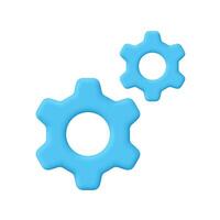Blue cogwheel gear, setting symbol. Technical support, repair, optimization and workflow concept. 3d icon. Cartoon minimal style. vector
