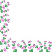 Freehand Heart shape branches Decorative Corner Frame border Minimalistic Copy space Template idea. Isolated illustration Springtime Thematic cards, posting, blog or web promo banner, leaflets vector