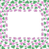 Heart Shaped Floral square Frame Border Copy space Template Springtime Greeting Colorful Design idea. Isolated illustration social media posting, banner or promo leaflets, labels, price tags, vector