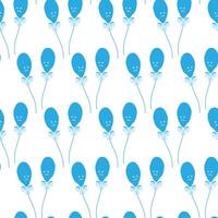 Two deflated Blue Balloons with tied ribbon bow rope Seamless Pattern Blue Monday mood symbolizing. Minimalistic illustration Perfect for background, textile, branding project or promo material vector