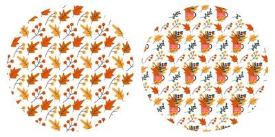 Vibrant, autumninspired patterns that beautifully feature both leaves and floral motifs in creative designs vector