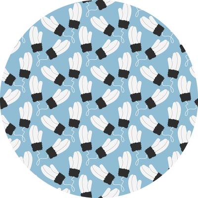 HandDrawn Mittens with fur decoration on rope Winter accessories Seamless Pattern on Circle Backdrop. Isolated Illustration Perfect for creating thematic greeting cards, Leaflets, promo banners