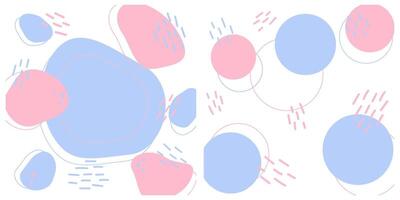 Freehand Abstract lines, spots and strokes in trendy Colorful pallet Doodle Copy space Template Set. Isolated Eye catching illustration Greeting cards, banners, leaflets, promo background idea vector