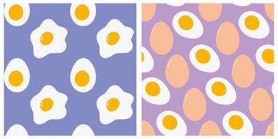 Fried and Hard boiled eggs Seamless Patterns Crafted in Soft and Gentle Colors Culinary Food Poster. Isolated Patterns showcasing eggs for various creative projects, designs or promo background vector