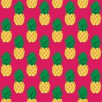 Pineapple fruit seamless pattern on pink background vector
