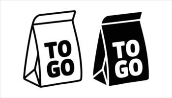 Takeaway Bag Icon with TO GO Text Minimalist Design vector