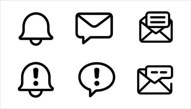 Notification Bell and Message Icons for Alerts and Communication vector