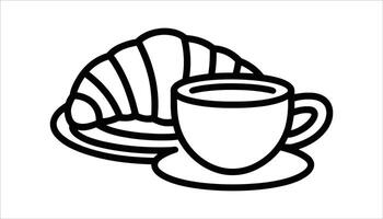 Coffee Cup with Croissant Icon Breakfast Design vector